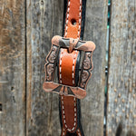 Zebra and Copper Fleur De Lis Browband/One Ear Tack Set #BBBC494
