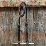 Foxtail Teal/Champagne Browband, One Ear & Breastcollar Tack Set #BBBC493
