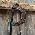 Foxtail Teal/Champagne Browband, One Ear & Breastcollar Tack Set #BBBC493