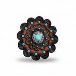 Copper Turquoise - Clear Crystal Conchos | Sizes 1"- 3" | Buckles | Saddle Set | Leather Rosettes | Slide