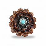Copper Turquoise - Clear Crystal Conchos | Sizes 1"- 3" | Buckles | Saddle Set | Leather Rosettes | Slide