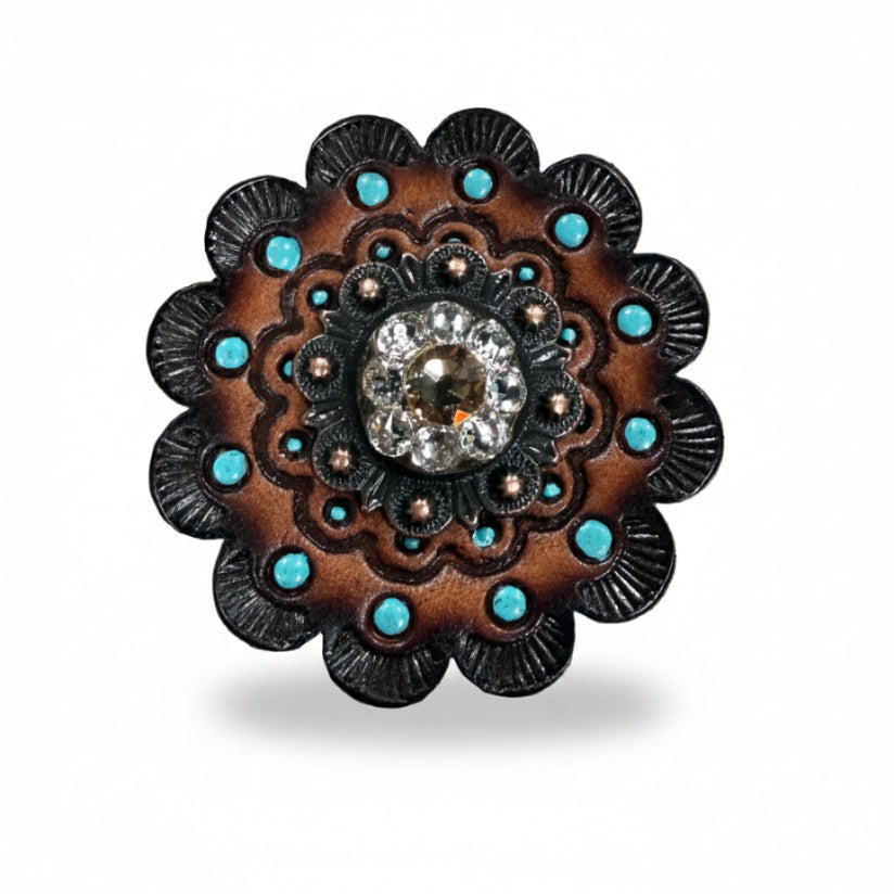 Copper Champagne - Clear Crystal Conchos | Sizes 1"- 3" | Buckles | Saddle Set | Leather Rosettes | Slide