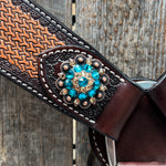 Foxtail Teal/Champagne Browband, One Ear & Breastcollar Tack Set #BBBC493