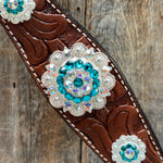 Medium Oil Floral AB - Teal Browband / Breastcollar Tack Set #BBBC496