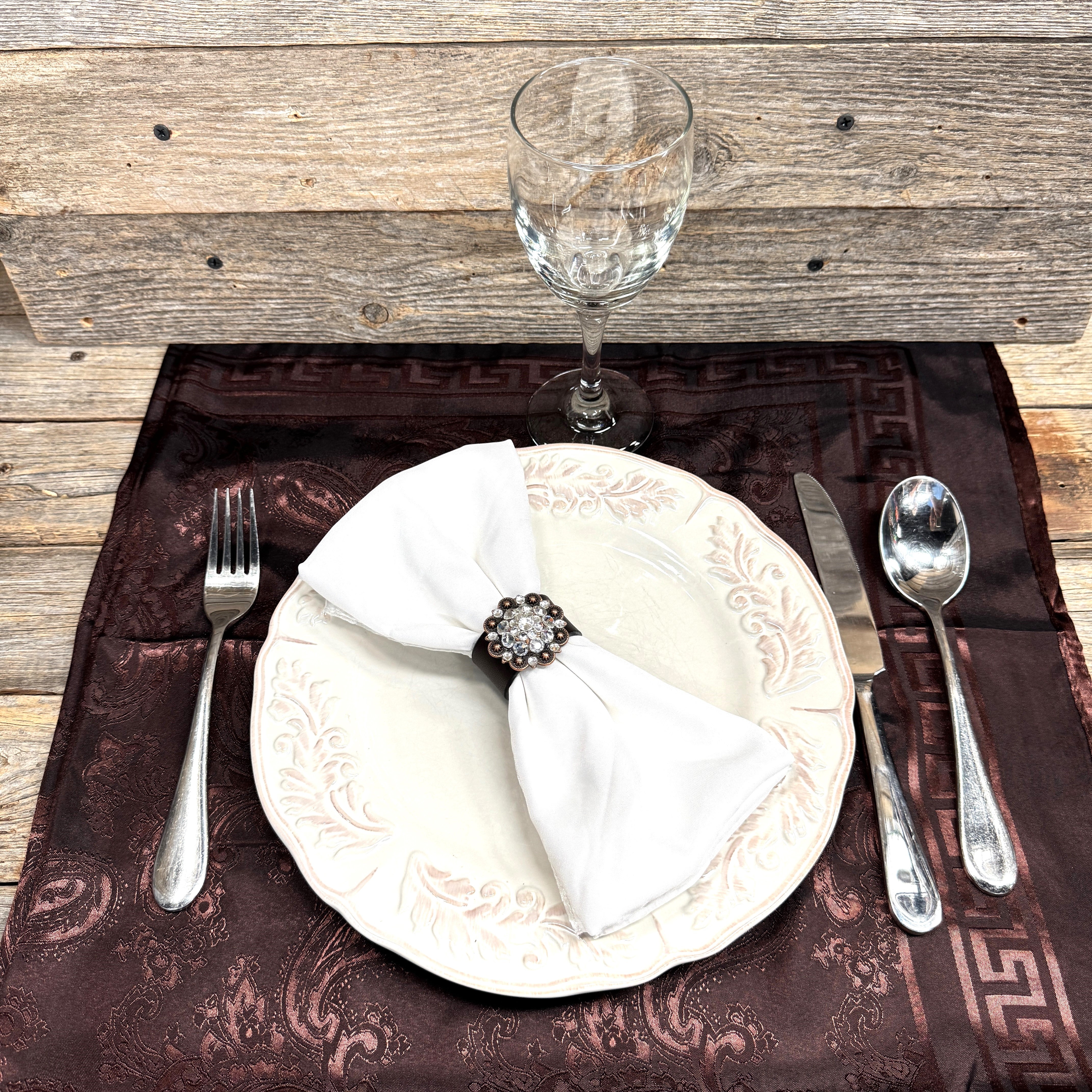 Copper Clear Crystal Concho Napkin Ring #CNR100