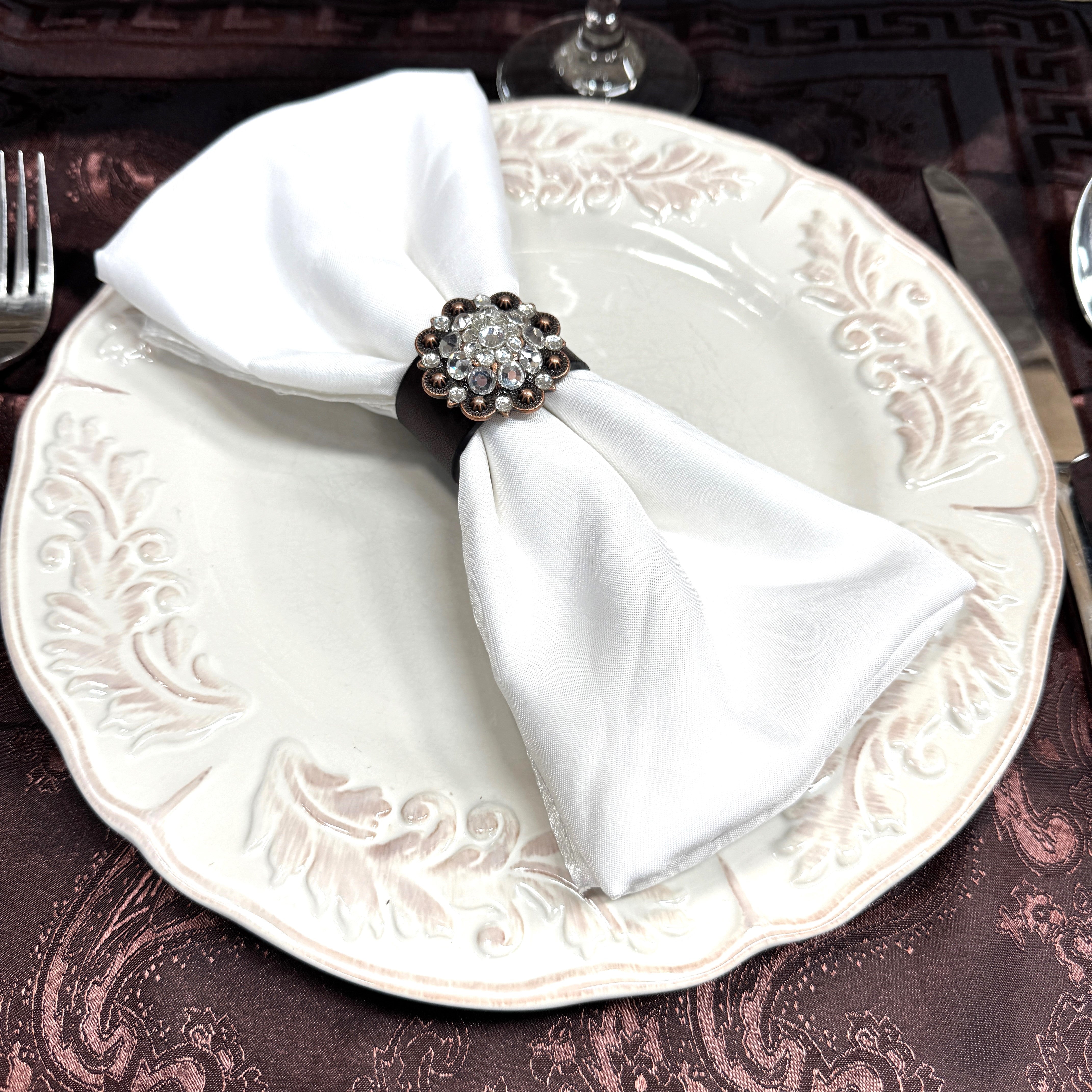 Copper Clear Crystal Concho Napkin Ring #CNR100