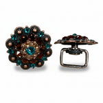 Copper Teal - Champagne - Topaz Crystal Conchos | Sizes 1"- 3" | Buckles | Saddle Set | Leather Rosettes | Slide