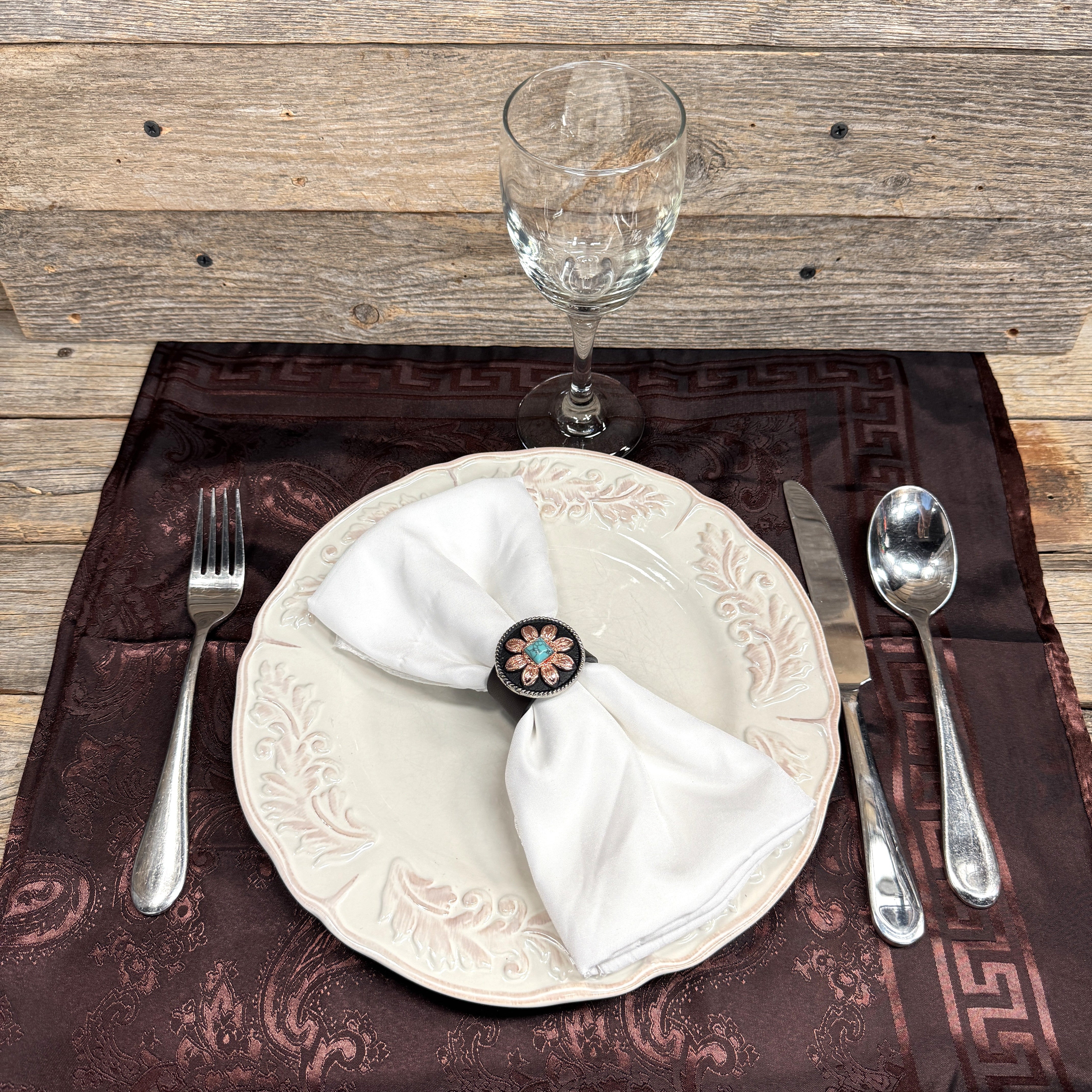 Copper Turquoise Sunflower Western Concho Napkin Ring #CNR111