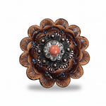 Copper Coral - Clear Crystal Conchos | Sizes 1"- 3" | Buckles | Saddle Set | Leather Rosettes | Slide