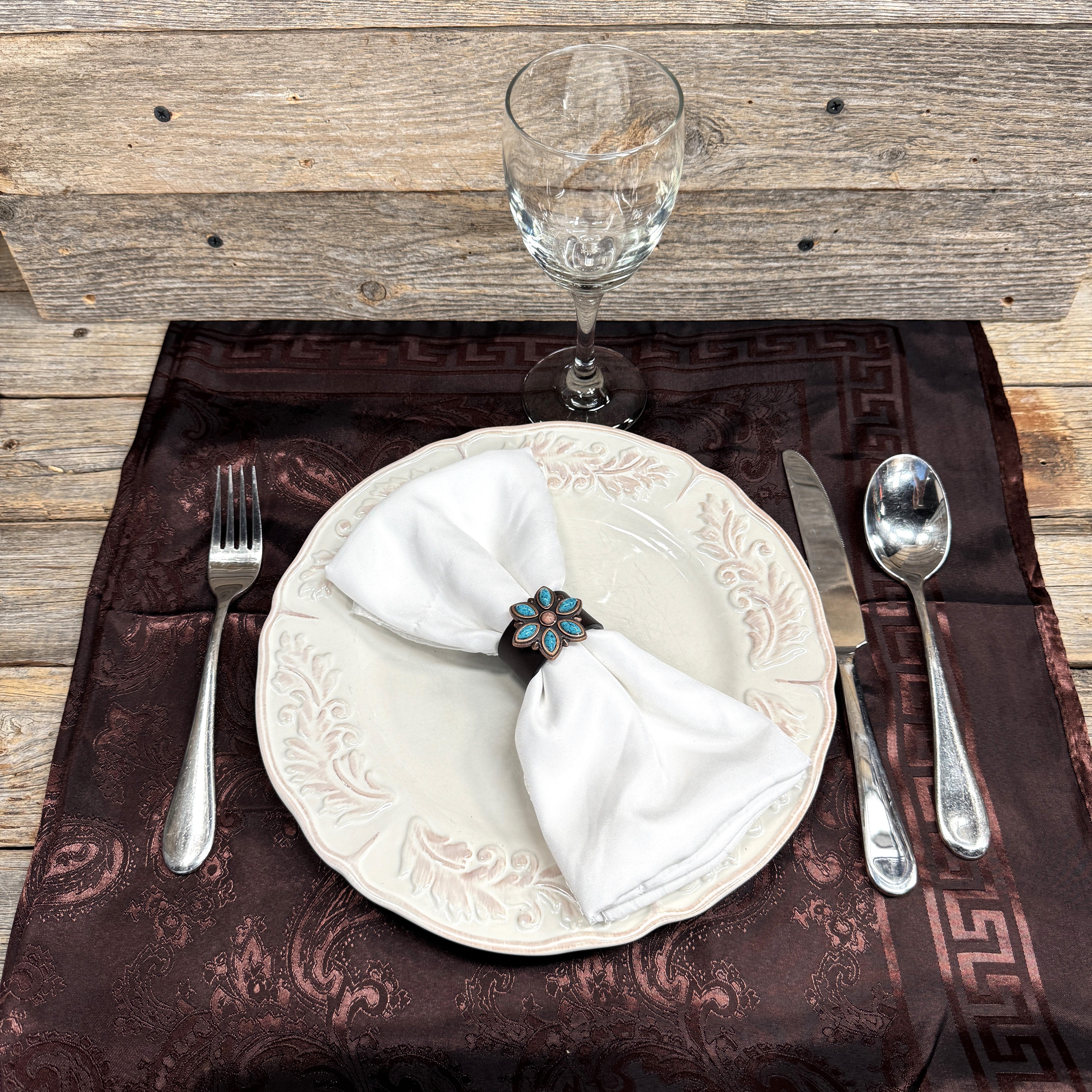 Copper Turquoise Flower Western Concho Napkin Ring #CNR110