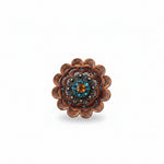 Copper Fire Opal - Teal - AB Crystal Conchos | Sizes 1"- 3" | Buckles | Saddle Set | Leather Rosettes | Slide