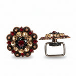 Copper Ruby - Jet - Champagne Crystal Conchos | Sizes 1"- 3" | Buckles | Saddle Set | Leather Rosettes | Slide