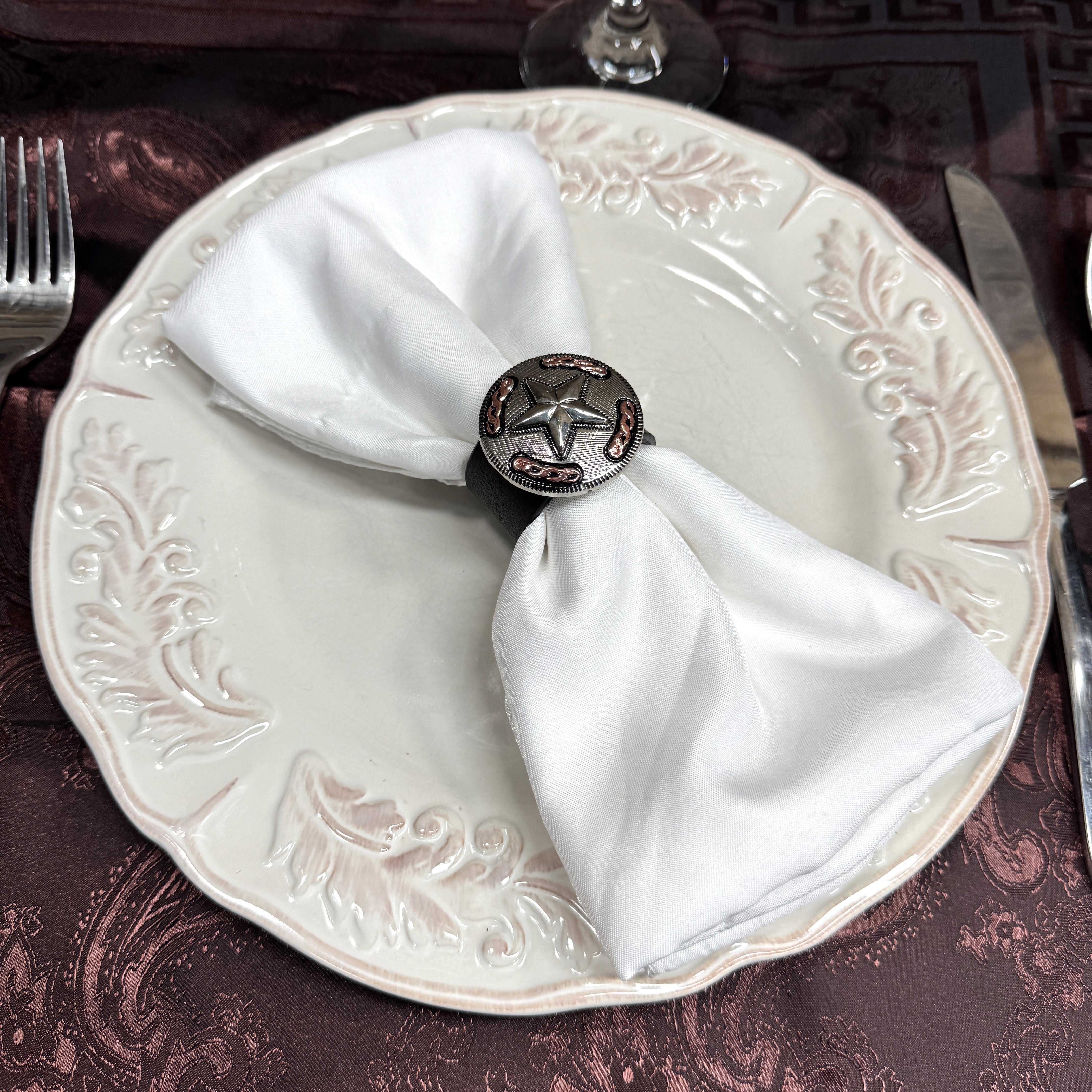 Antique Silver Texas Star Western Concho Napkin Ring #CNR112