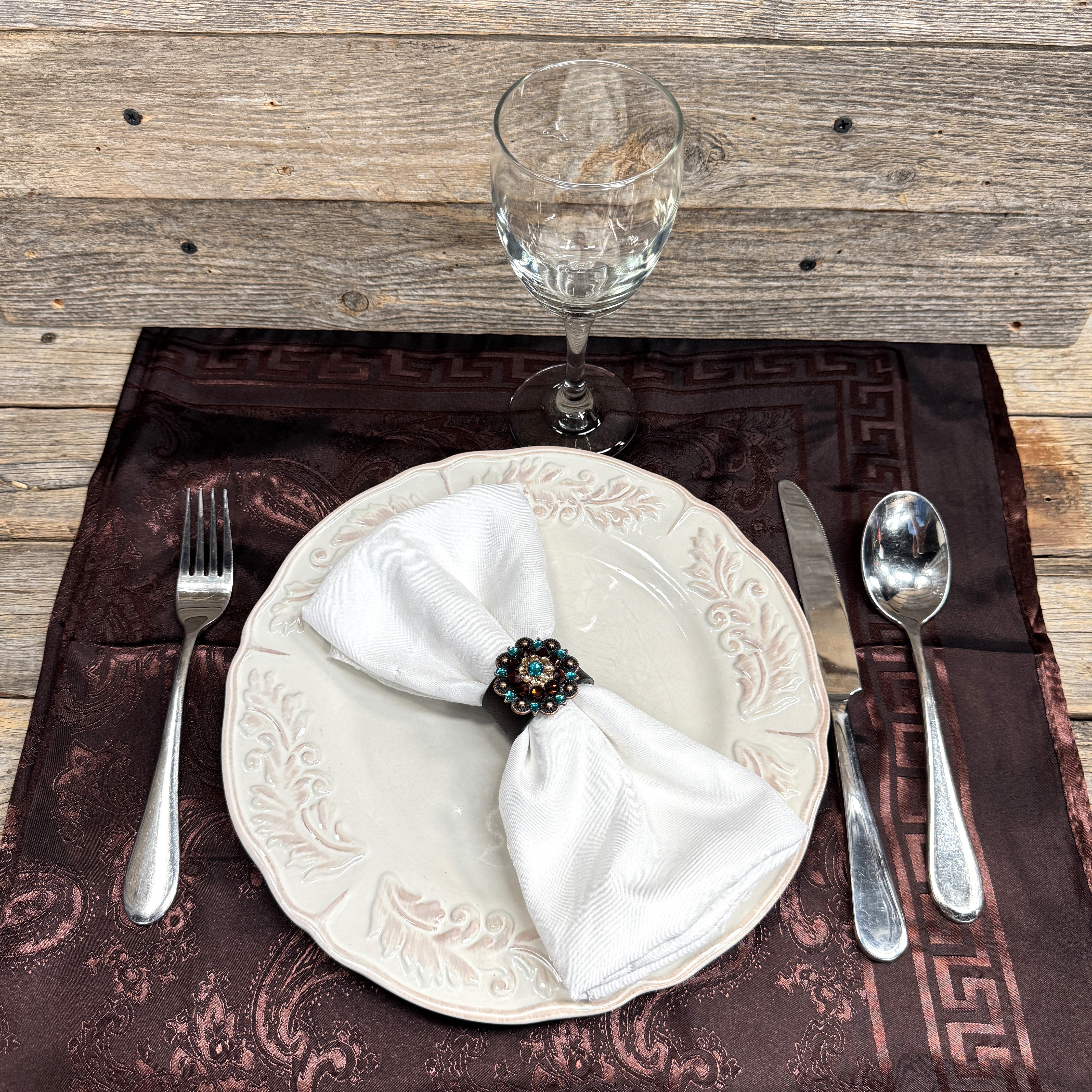 Copper Teal/Champagne/Topaz Crystal Concho Napkin Ring #CNR102