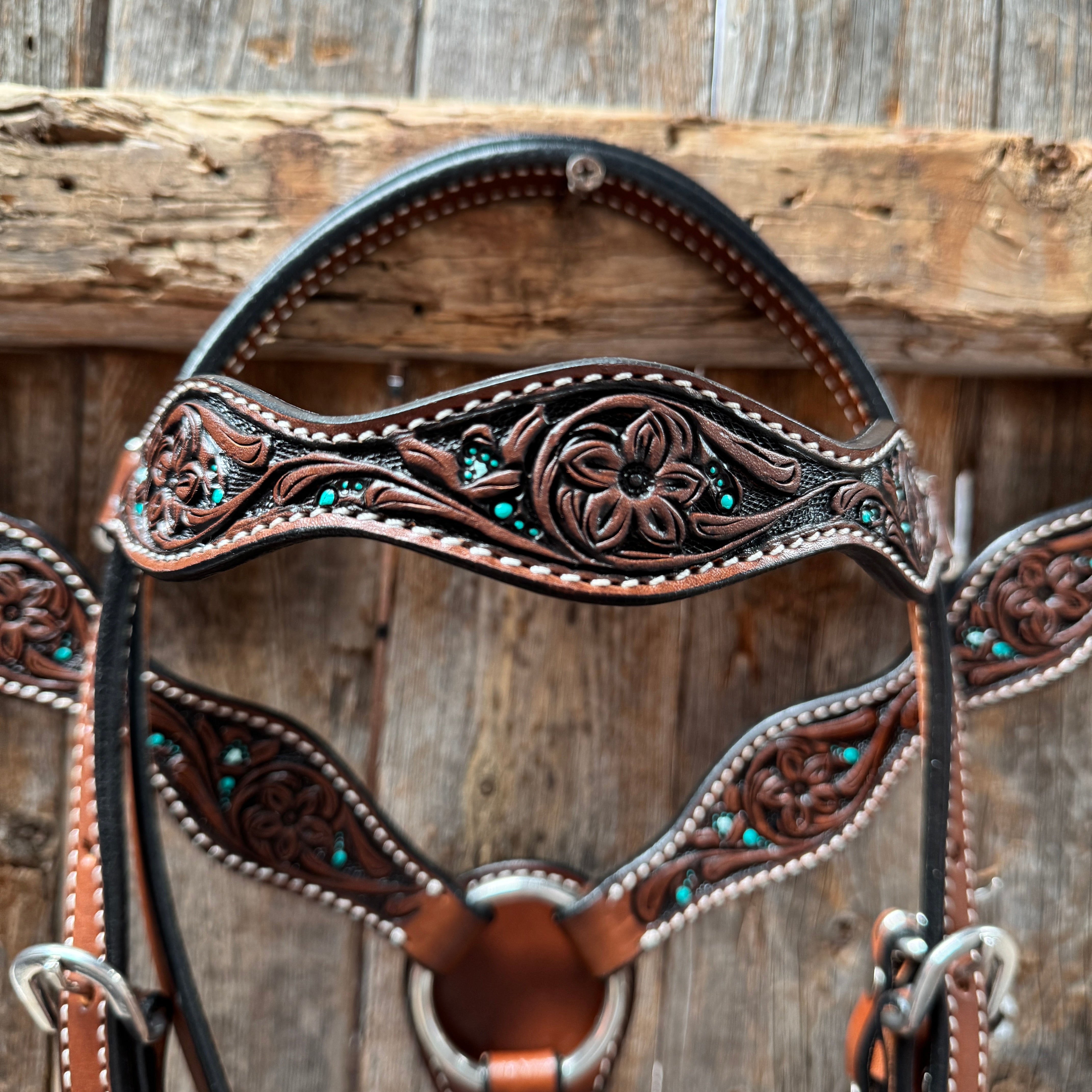 Floral and Teal Dot Pony Tack Set #P56258