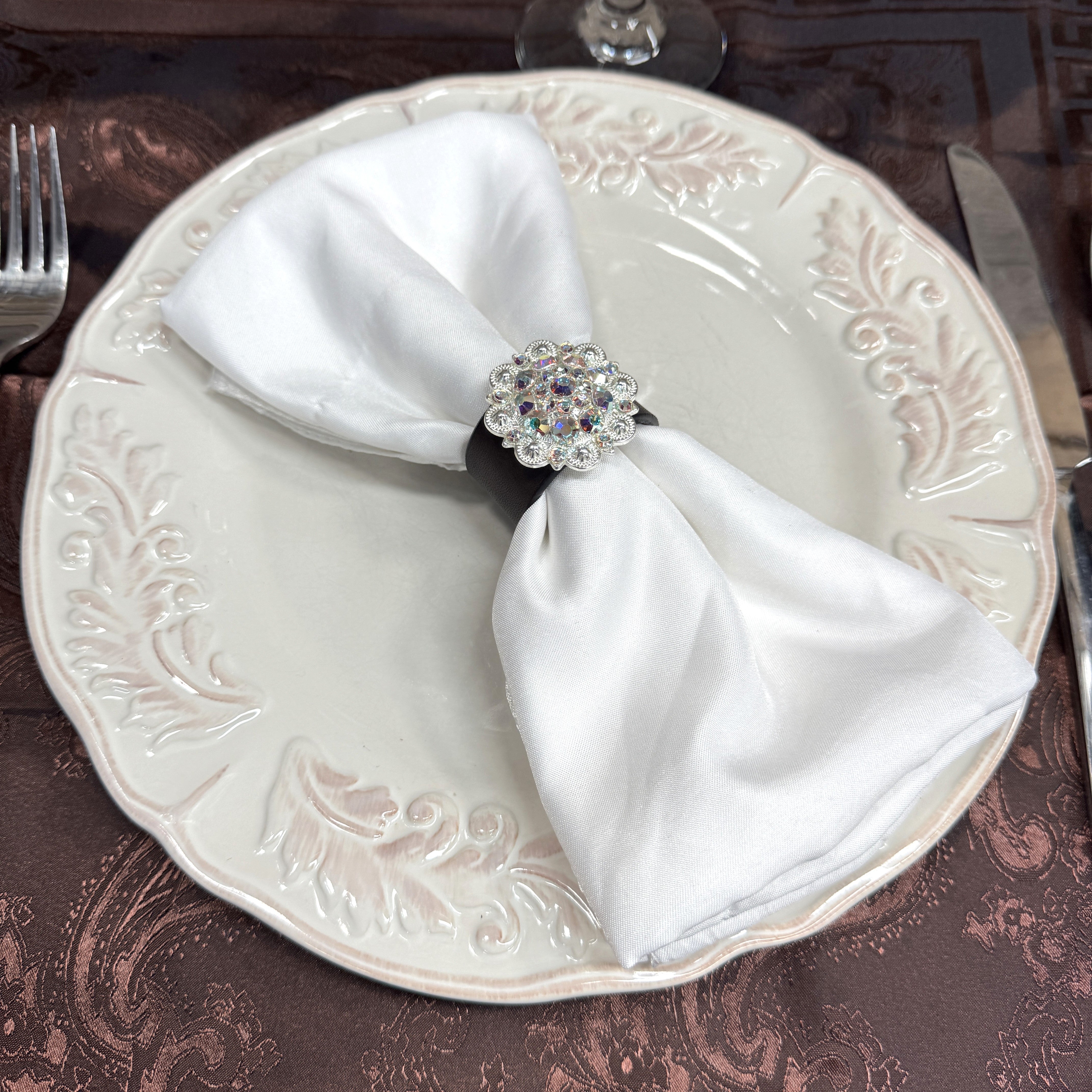Bright Silver AB Crystal Concho Napkin Ring #CNR104