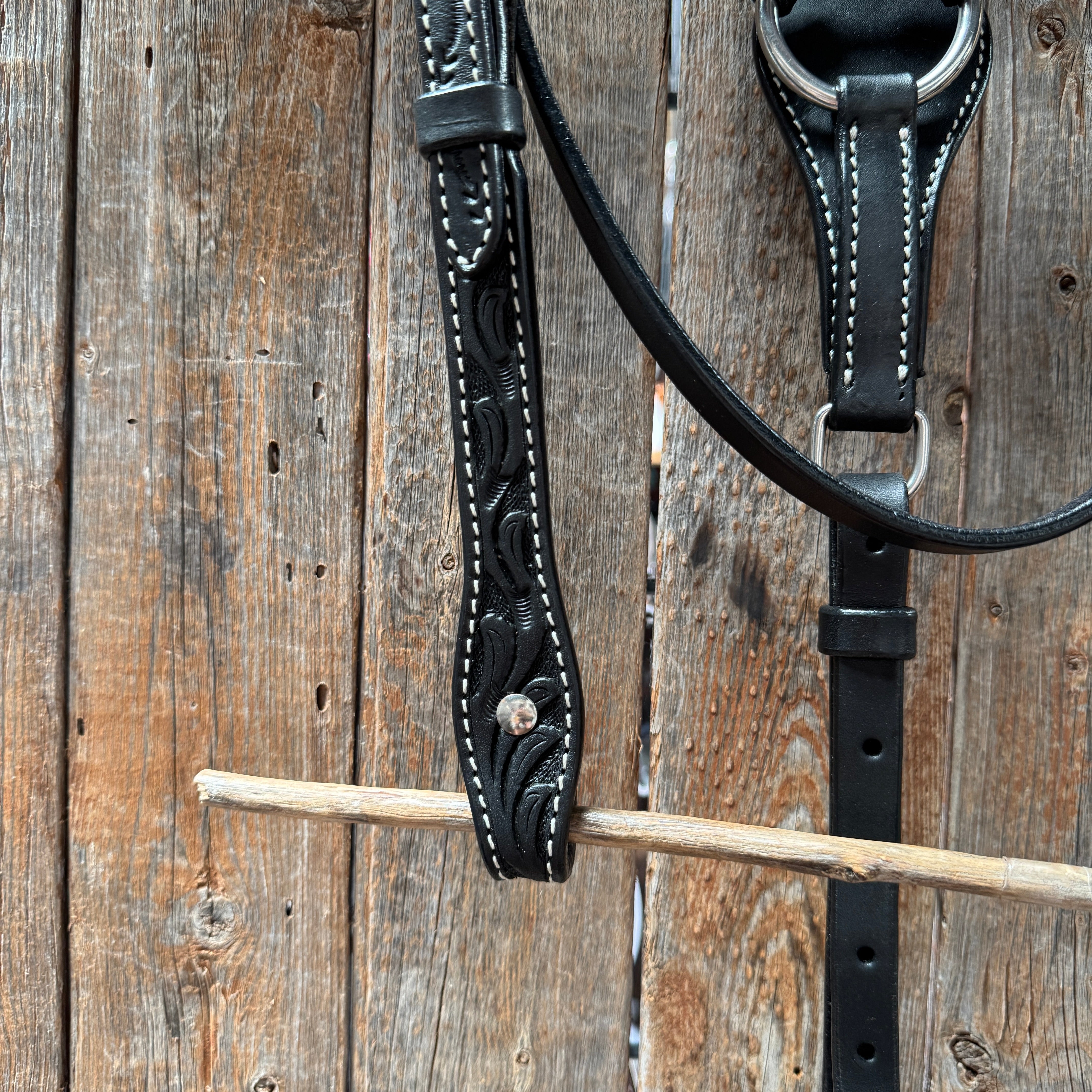 Floral Tooled Black Pony Tack Set #P5066BLK