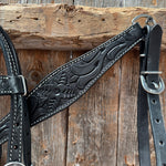 Floral Tooled Black Pony Tack Set #P5066BLK
