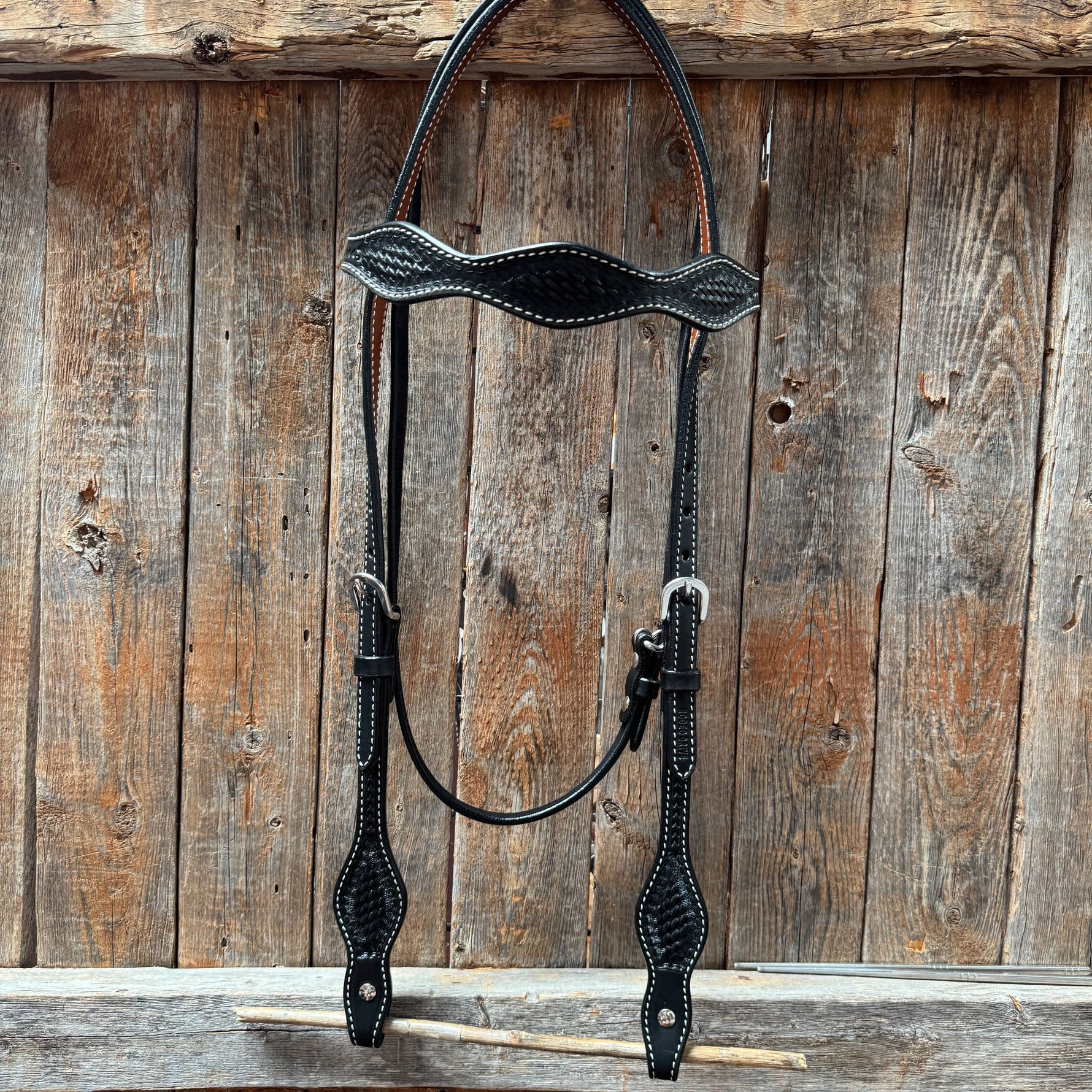 Basketweave Black Browband Draft Headstall / Bridle