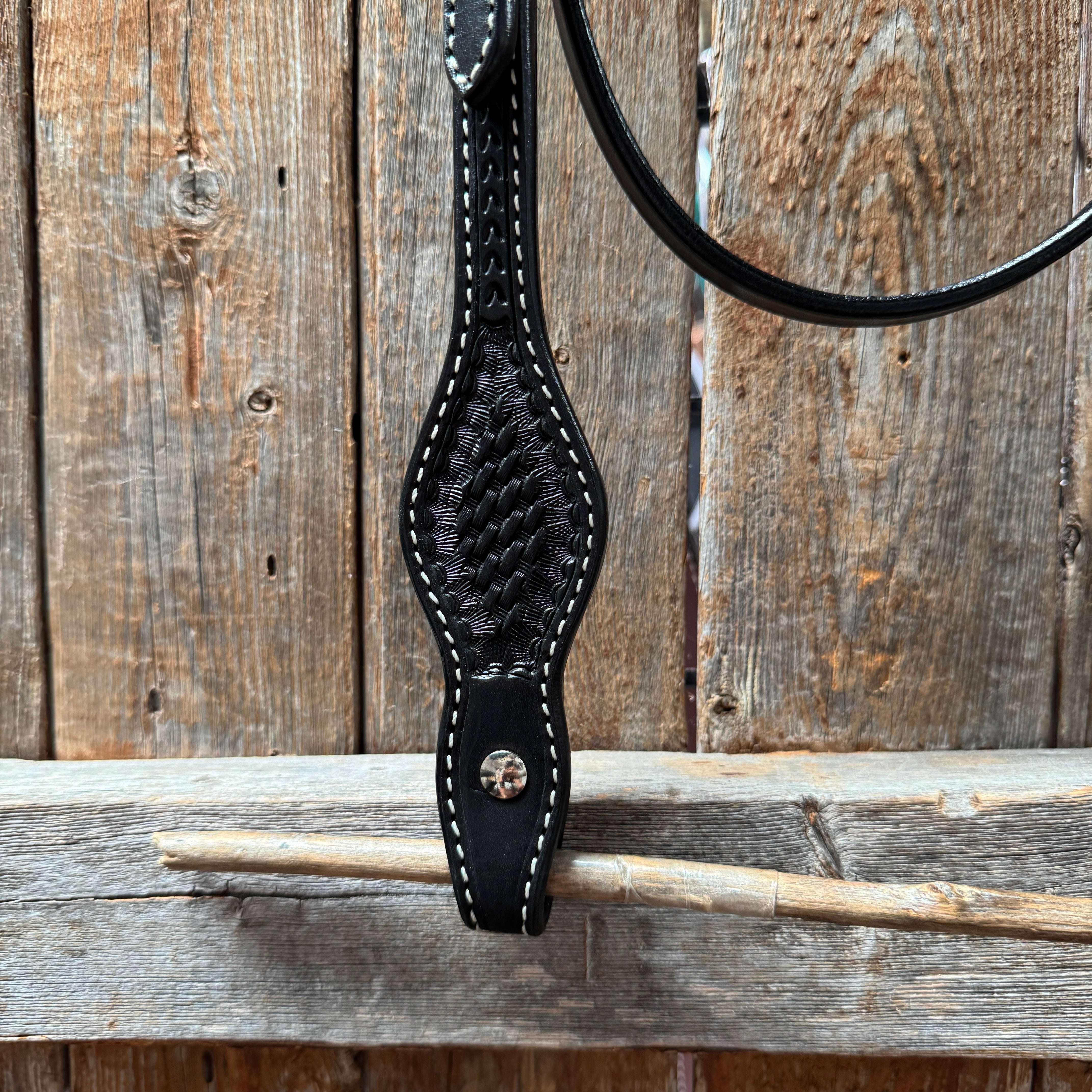 Basketweave Black Browband Draft Headstall / Bridle