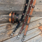 Genuine Leather  Dog Collar or Leash With Copper Pink and Champagne Conchos 10" to 22" orDC36