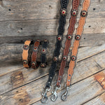 Genuine Leather Dog Collar or Leash With Copper Ruby and Champagne Conchos 10" to 22" orDC38