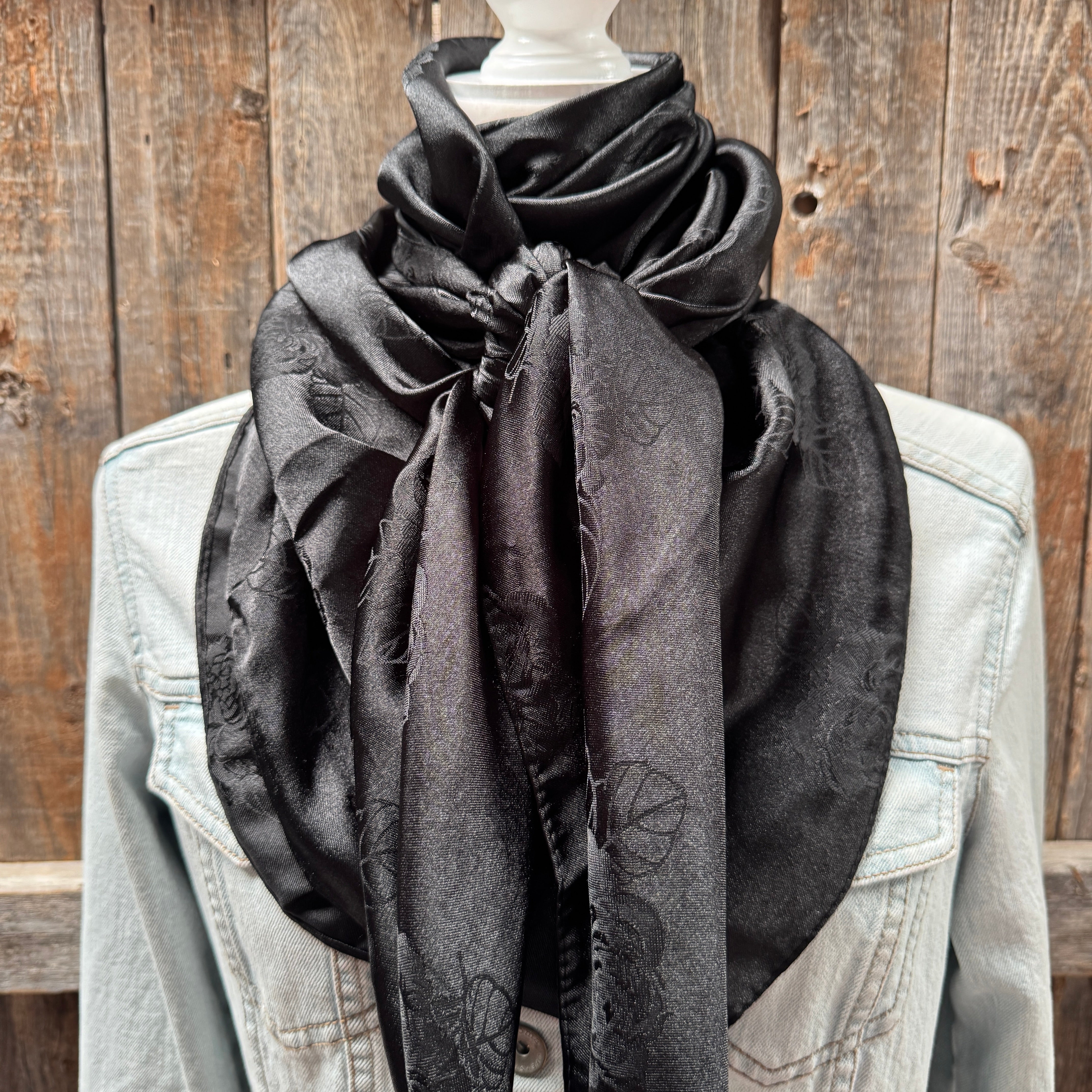 42X42"  Black Jacquard XL Wild Rag / Scarf WR3521