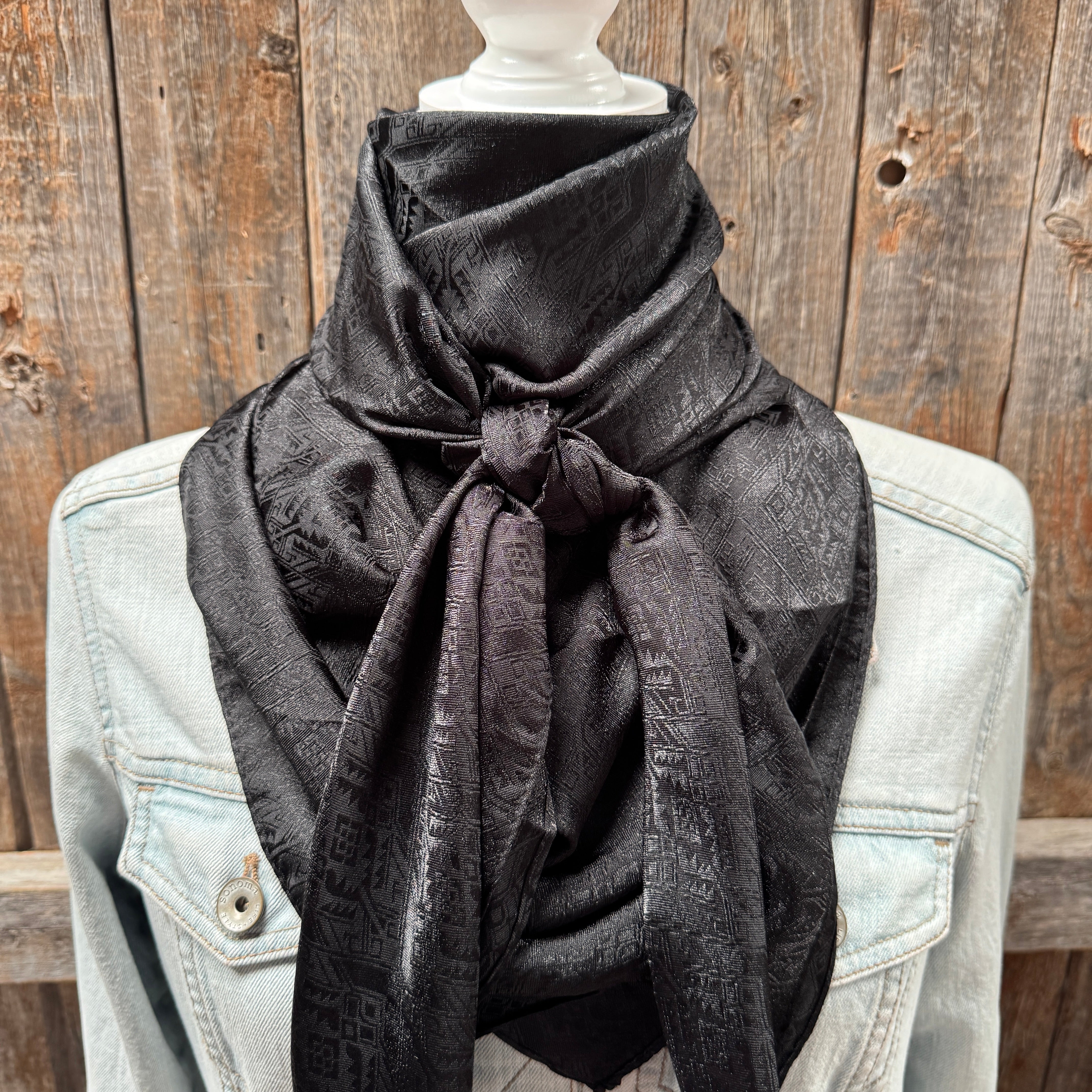42X42"  Black Jacquard XL Wild Rag / Scarf WR3511
