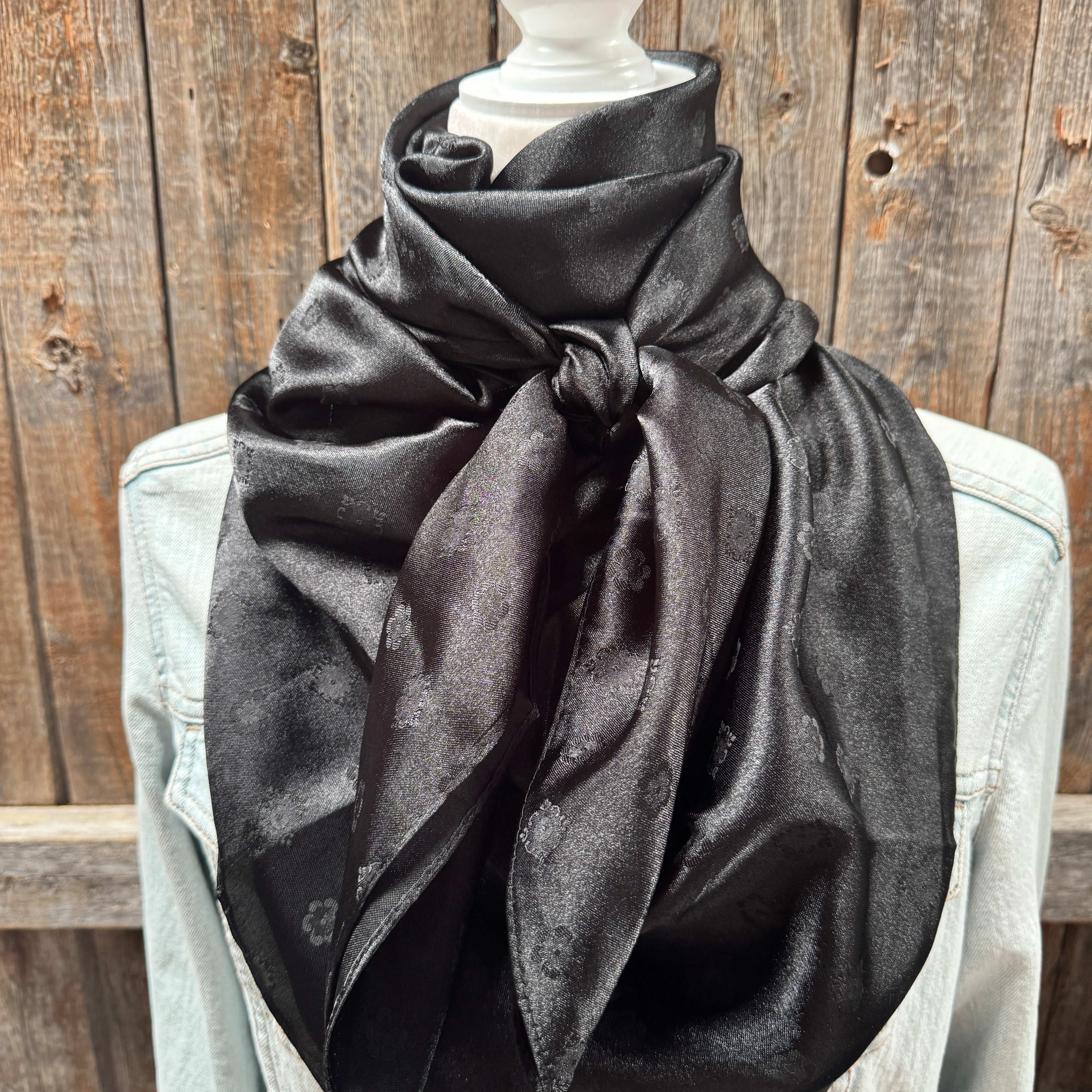 42X42"  Black Jacquard XL Wild Rag / Scarf WR3506