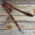 Genuine Leather Dog Collar or Leash With Antique Silver Ruby and AB Conchos 10" to 22" orDC41