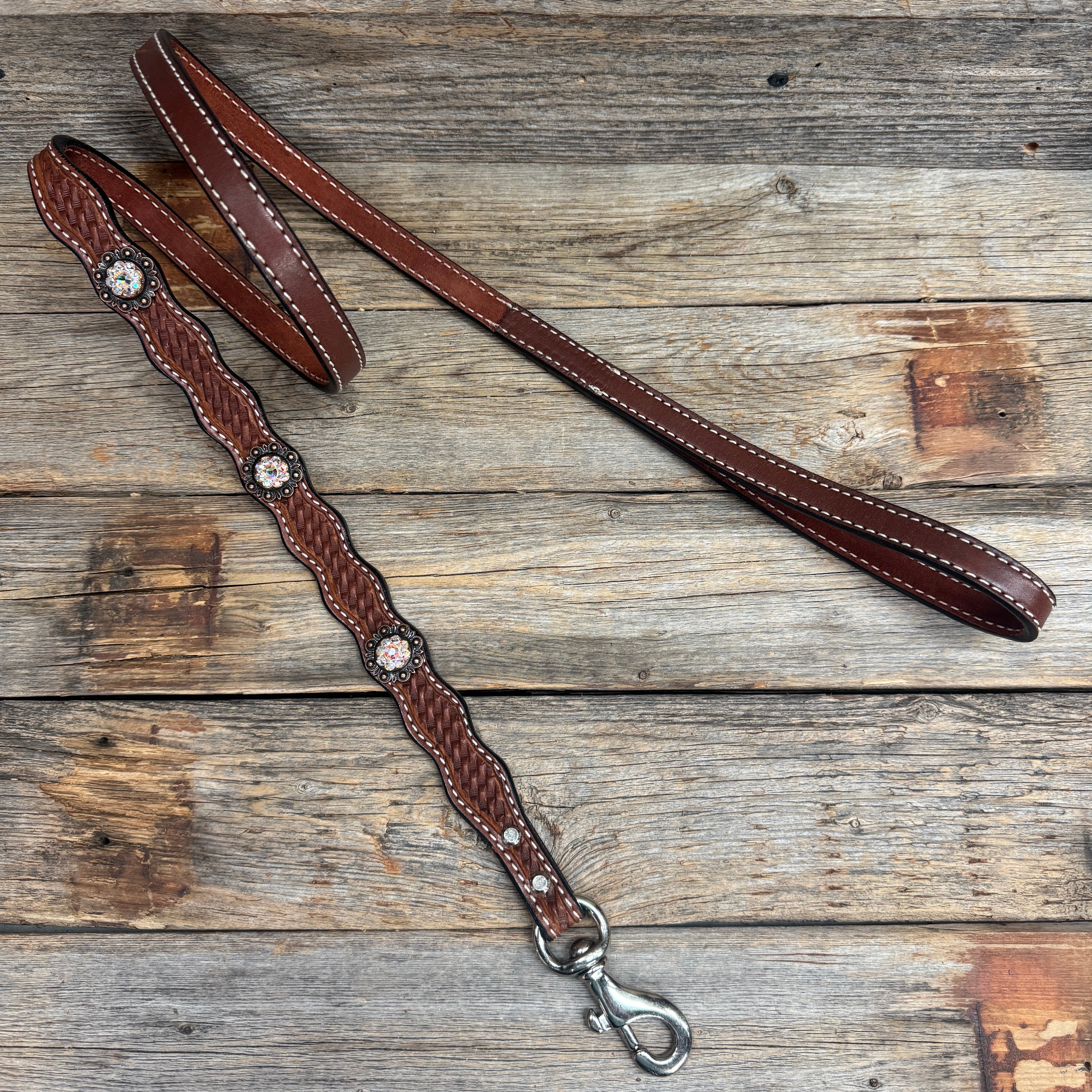 Genuine Leather Dog Collar or Leash  With Copper AB Conchos 10" to 22" orDC33