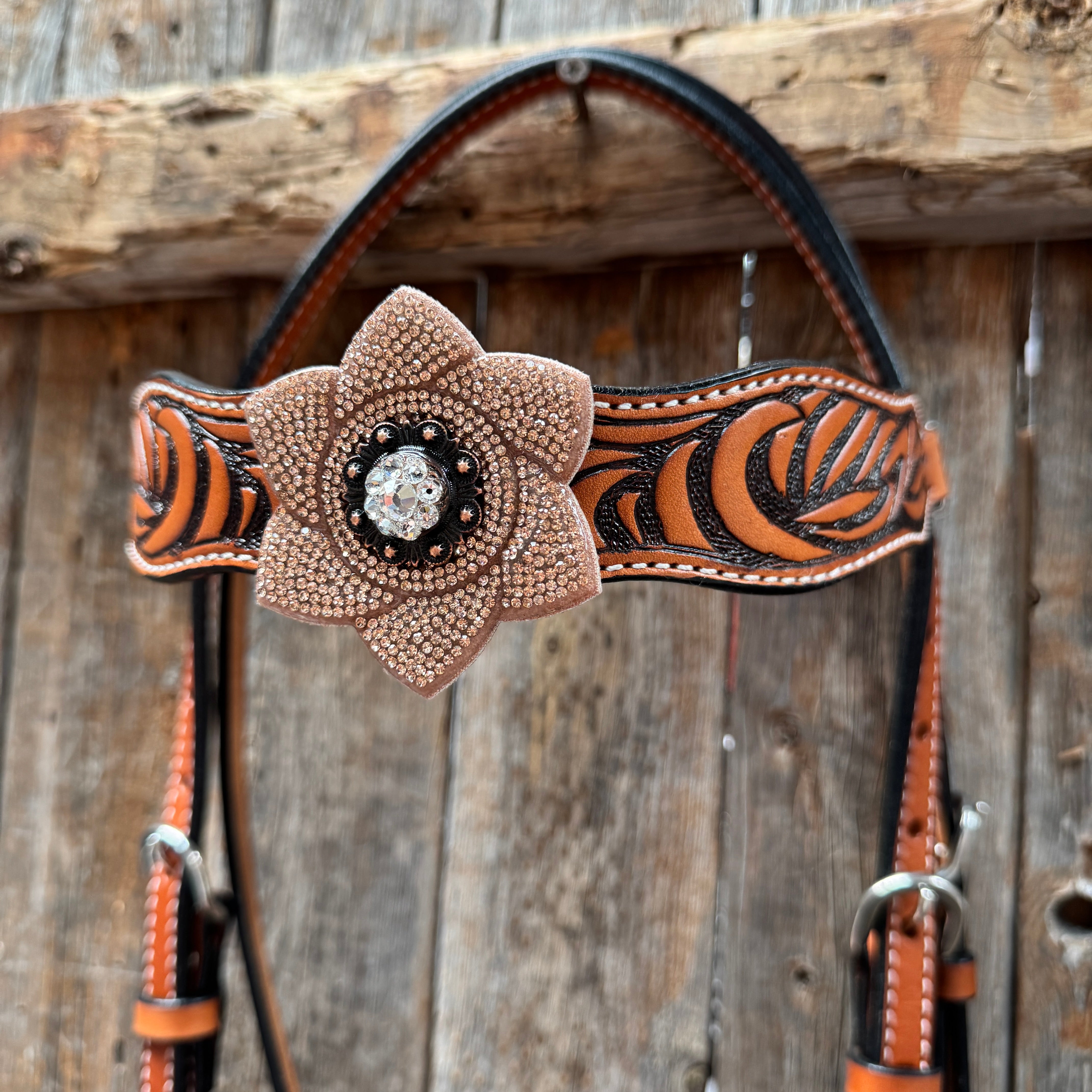 Zebra Rose Gold and Clear Browband / Breastcollar Tack Set #BBBC654