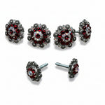 Antique Silver Ruby - AB Crystal Conchos | Sizes 1"- 3" | Buckles | Saddle Set | Leather Rosettes | Slide