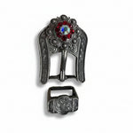 Antique Silver Ruby - AB Crystal Conchos | Sizes 1"- 3" | Buckles | Saddle Set | Leather Rosettes | Slide