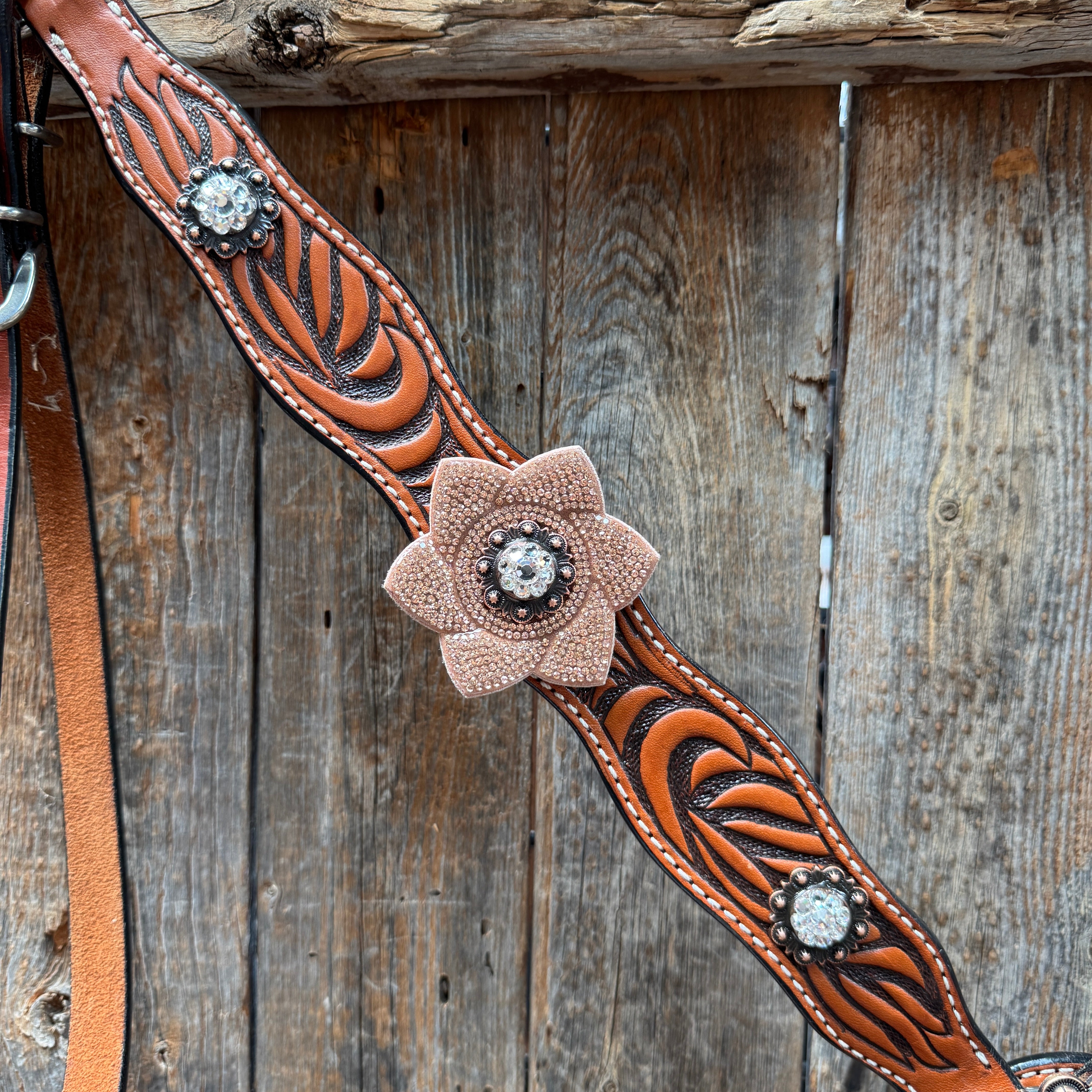 Zebra Rose Gold and Clear Browband / Breastcollar Tack Set #BBBC654