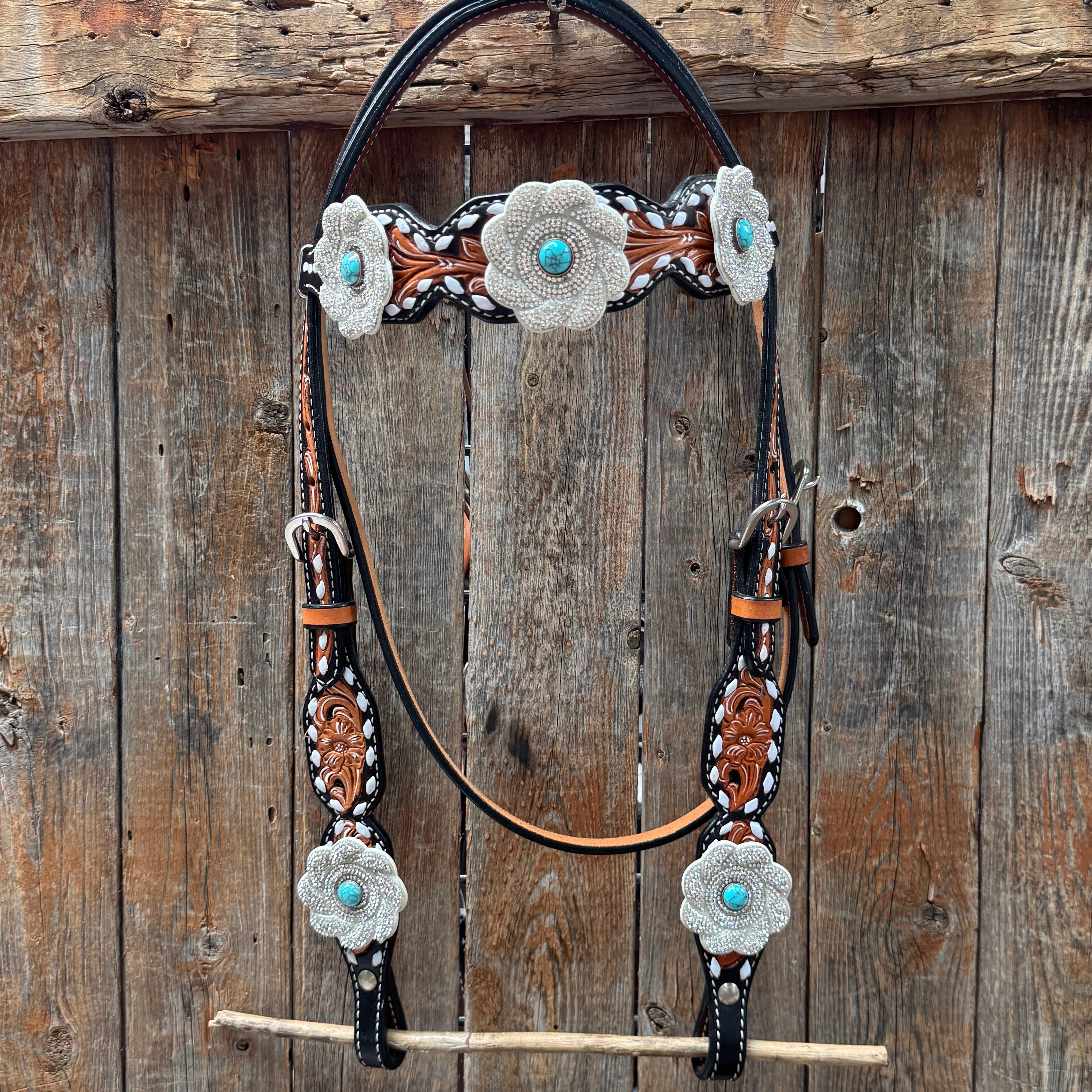 Classic Turquoise and Silver Browband Tack Set  #BBBC655