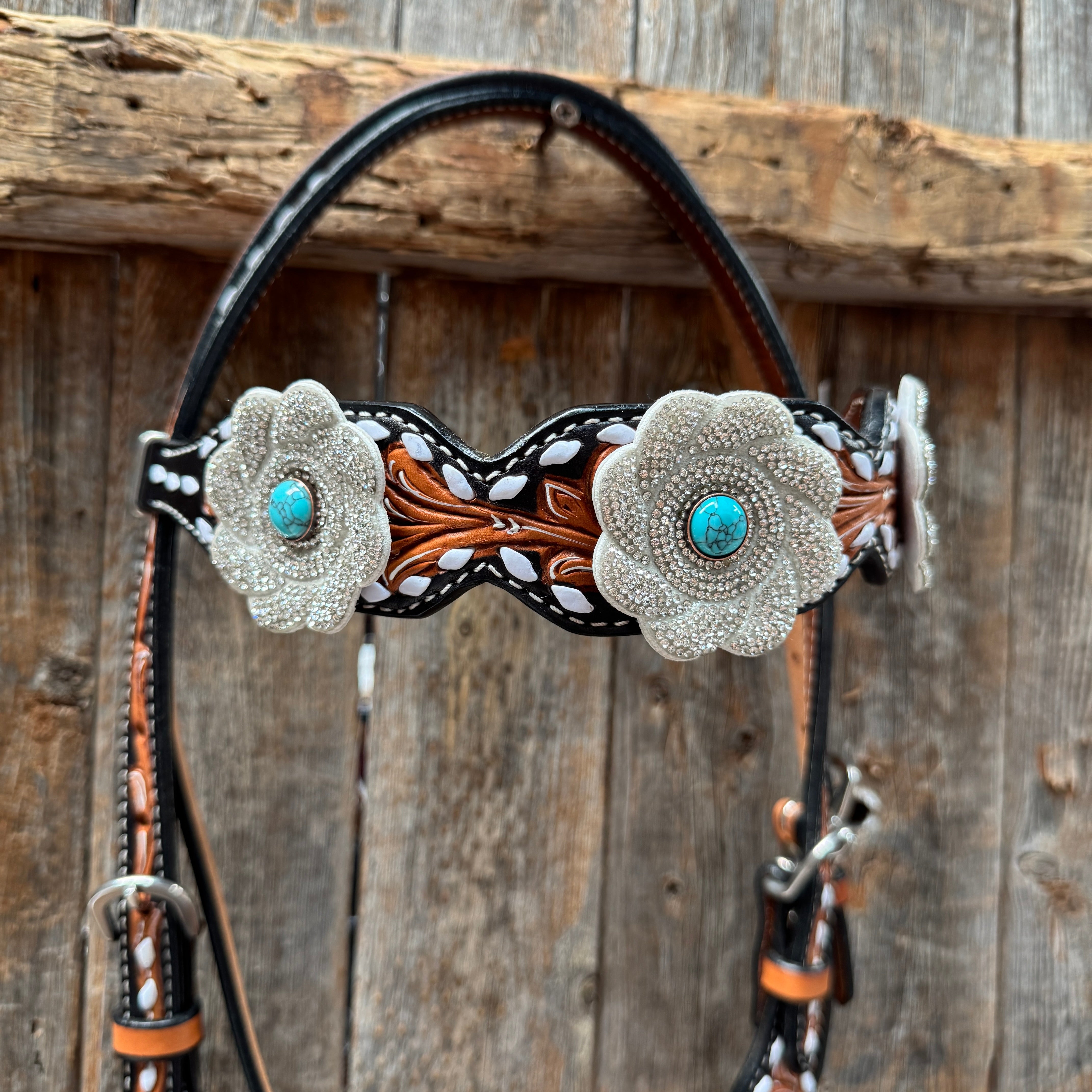 Classic Turquoise and Silver Browband Tack Set  #BBBC655