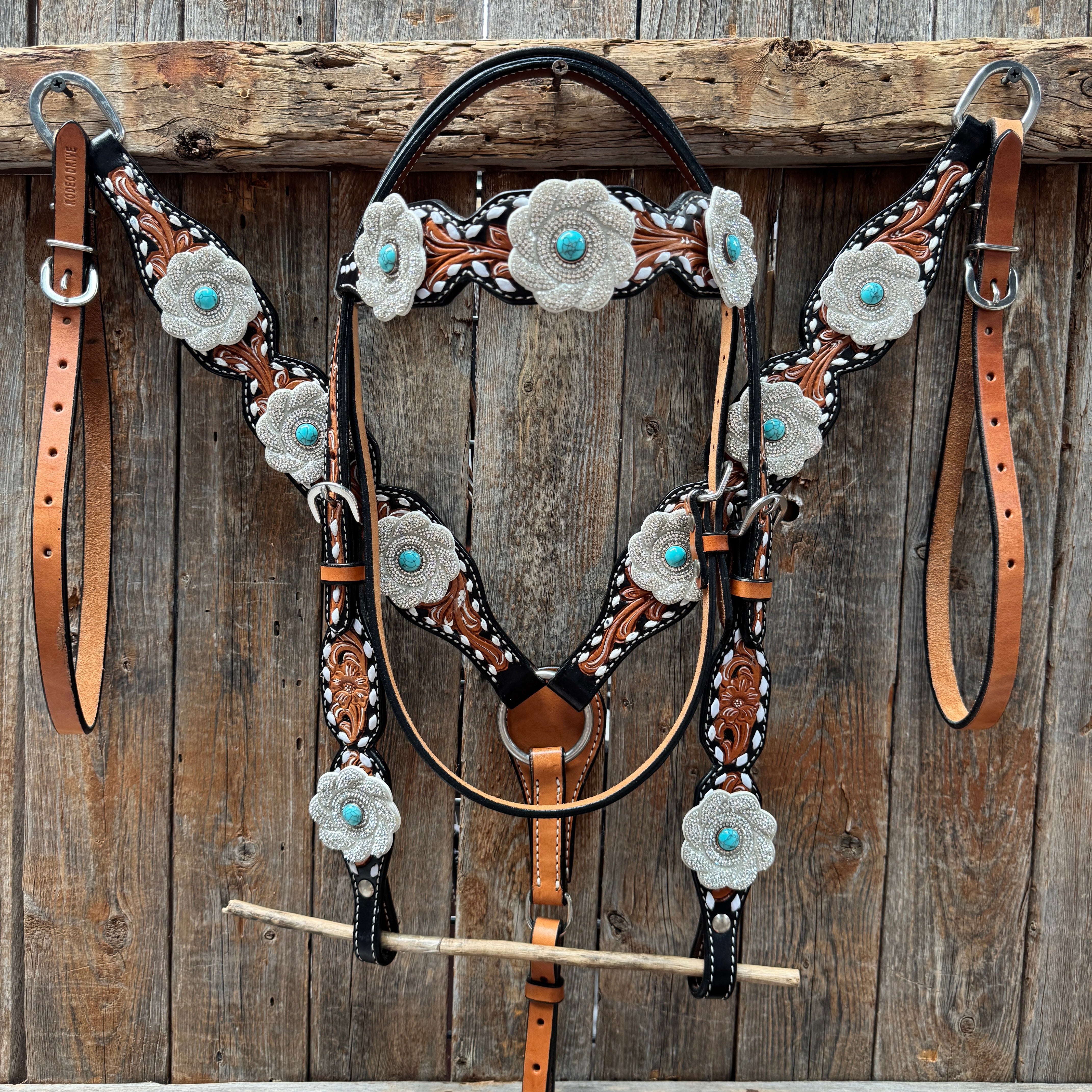 Classic Turquoise and Silver Browband Tack Set  #BBBC655