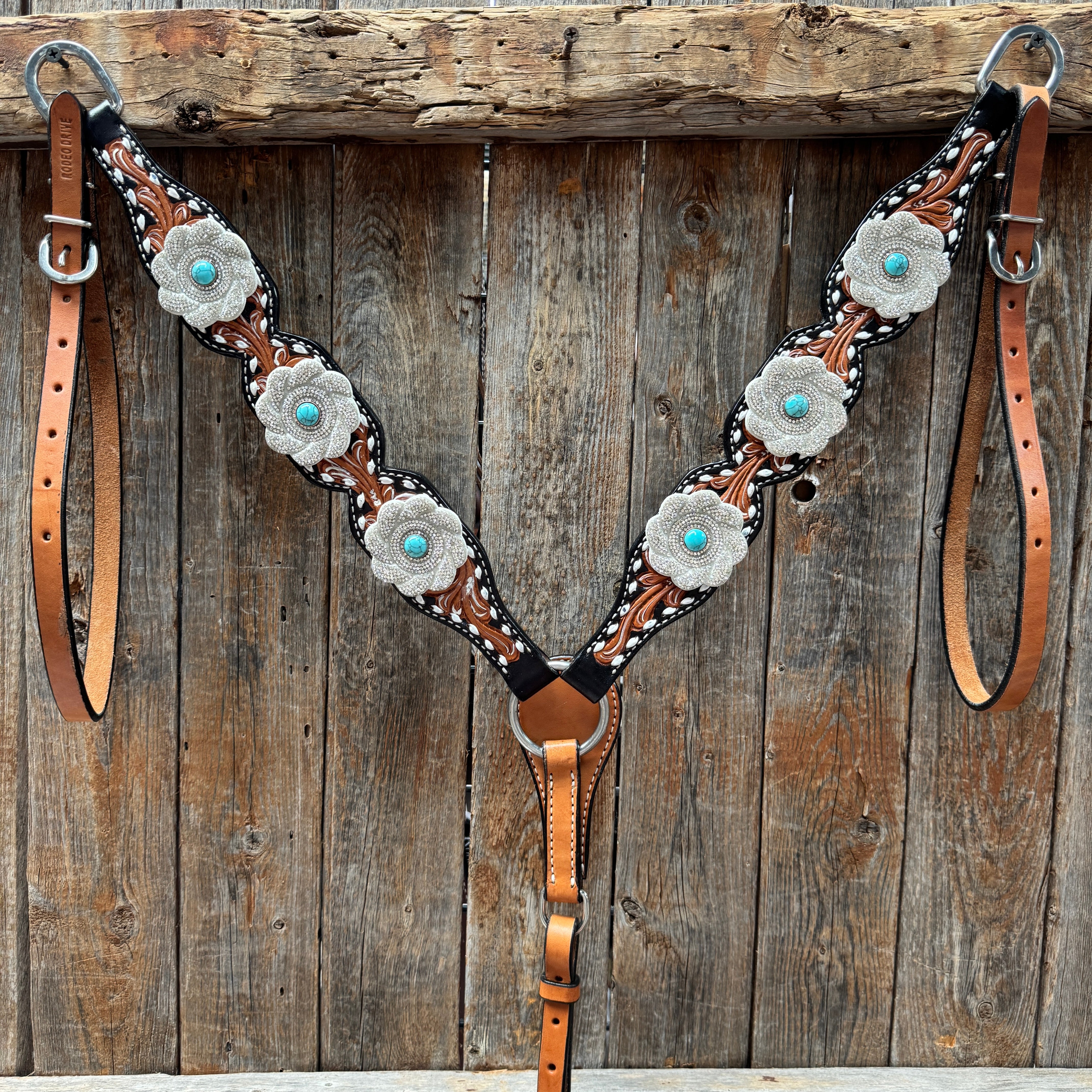 Classic Turquoise and Silver Browband Tack Set  #BBBC655