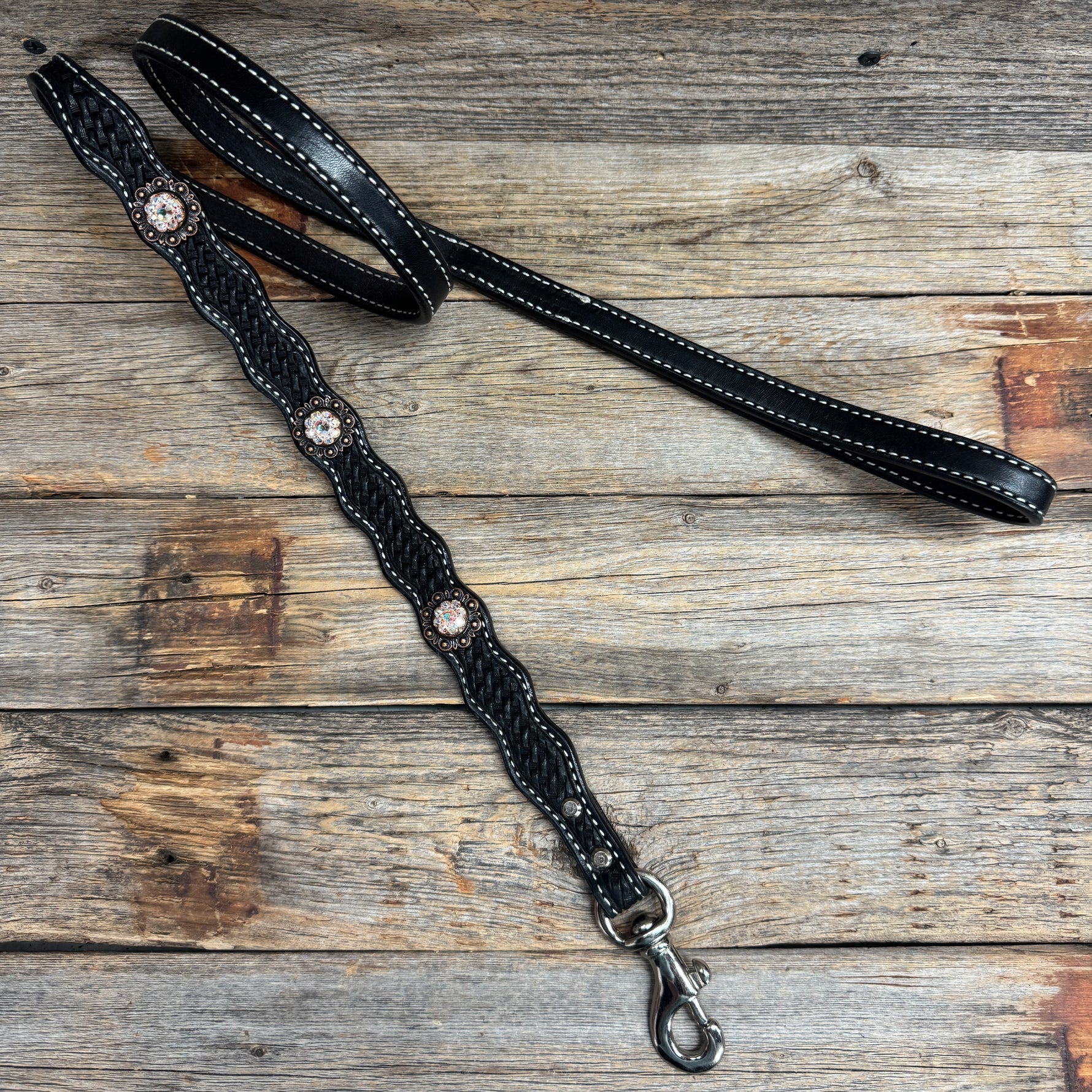 Genuine Leather Dog Collar or Leash  With Copper AB Conchos 10" to 22" DC33