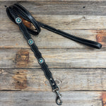 Genuine Leather Dog Collar or Leash With Antique Silver Teal and AB Conchos 10" to 22" orDC45