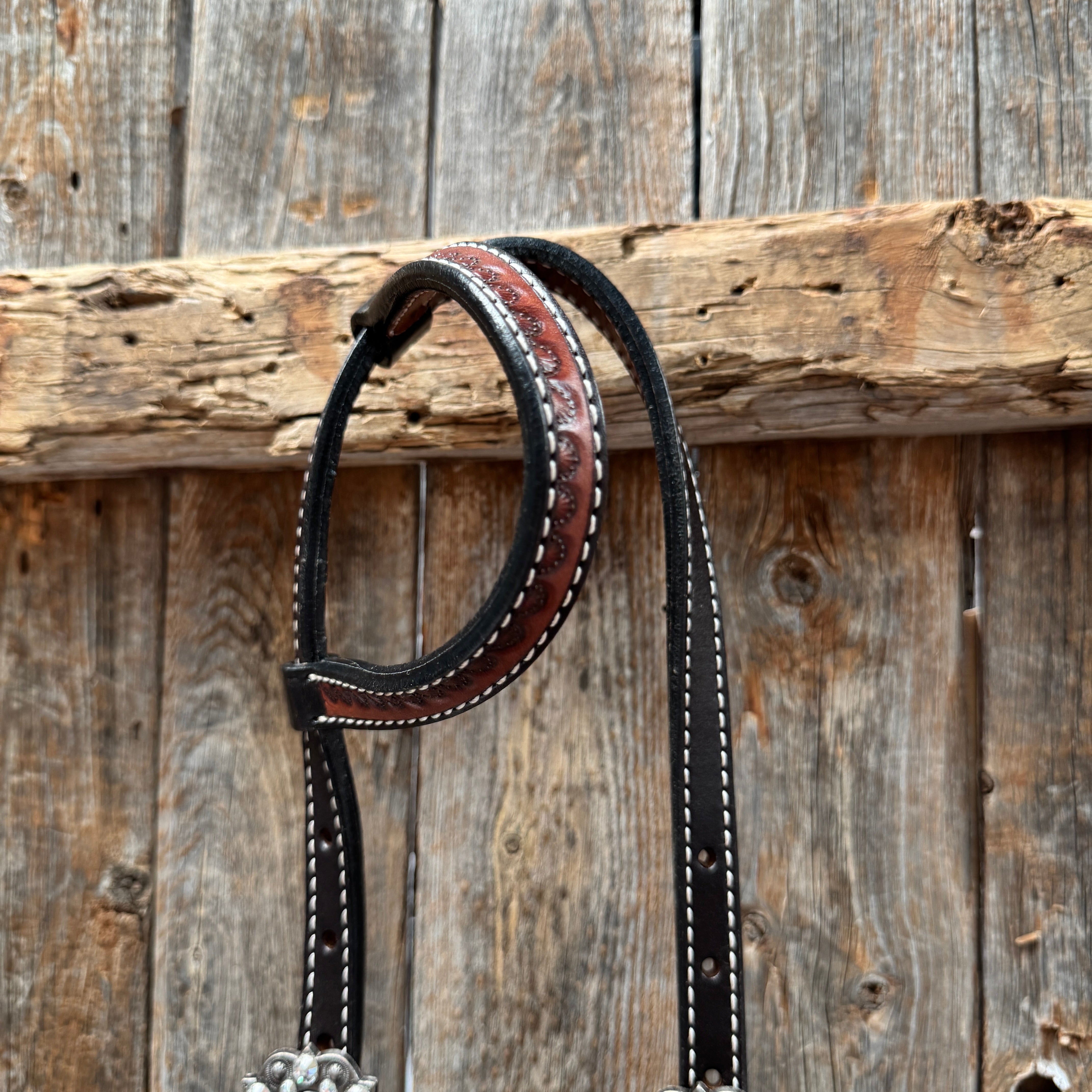 Flower Power Black and Clear One Ear Headstall & Breastcollar Tack Set #OEBC656