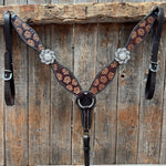 Flower Power Black and Clear One Ear Headstall & Breastcollar Tack Set #OEBC656