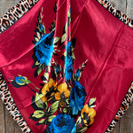 35X35"  Red Floral Leopard Print Wild Rag / Scarf WR702
