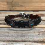 Genuine Leather Dog Collar or Leash With Oval Copper Turquoise Conchos 10" to 22" or W179S or DC76
