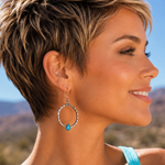 Triangle Fashion Turquoise Hoop Dangle Earrings