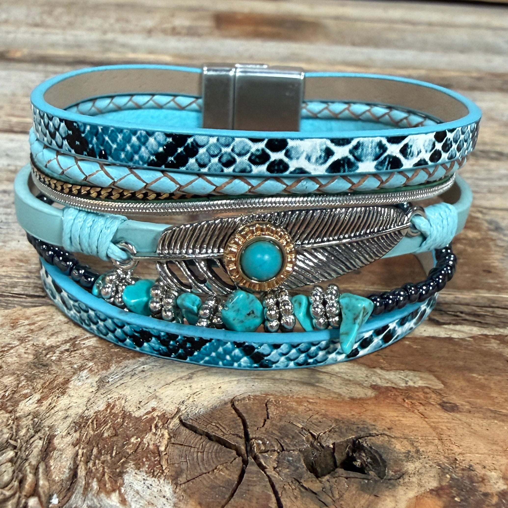 Blue Boho Multi Strand Wrap Bracelet