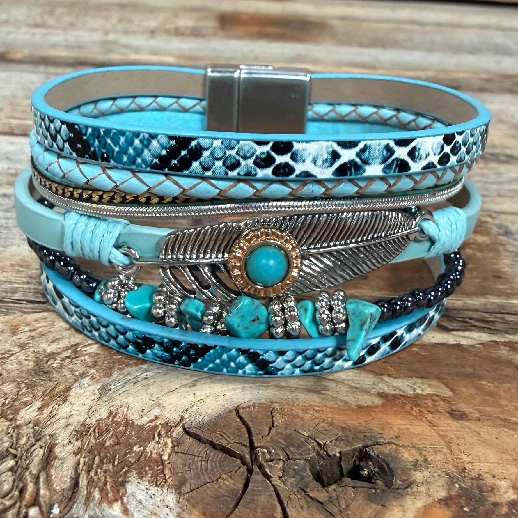 Blue Boho Multi Strand Wrap Bracelet