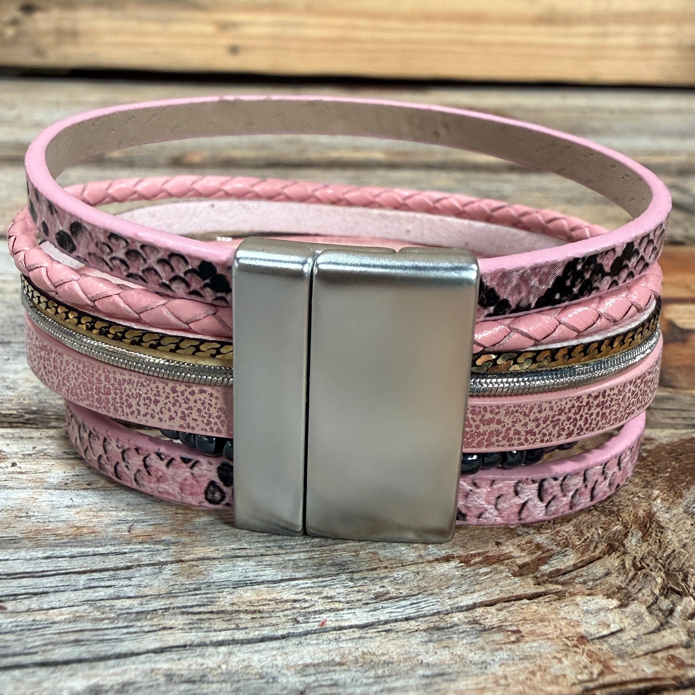 Pink Boho Multi Strand Wrap Bracelet