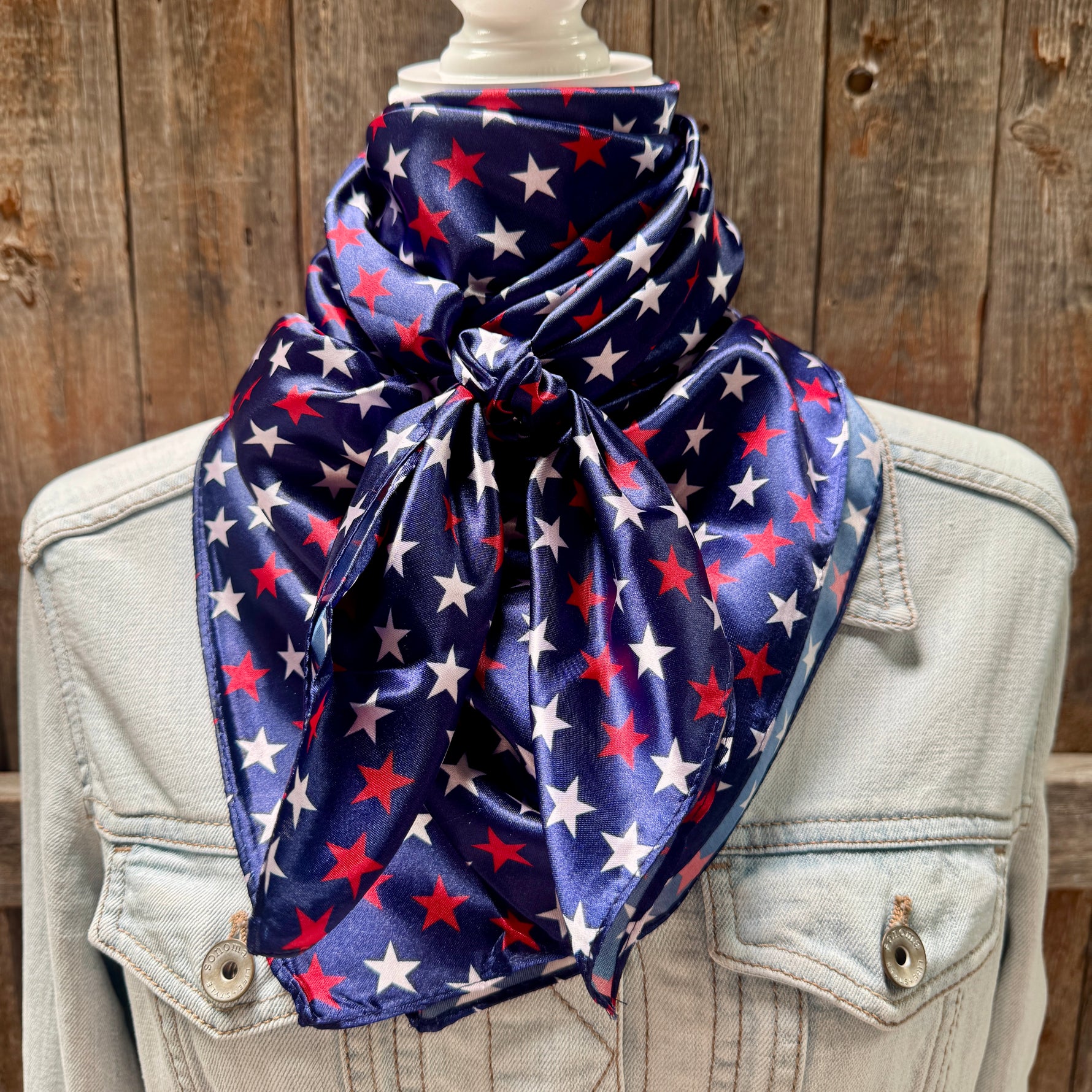 35X35" Red, White & Blue USA Star Wild Rag | Scarf WR3463
